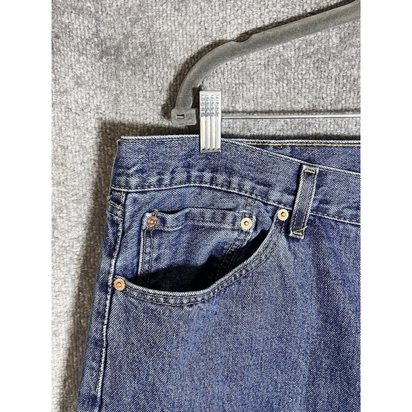Levis 505 Jeans Mens Size 42x29 Straight Leg Blue Denim Cotton Pockets - Picture 5 of 10